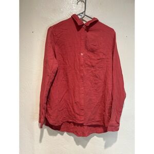 Jessica Simpson Women brick Double Gauze Cotton Button Down Shirt Size M Relaxed